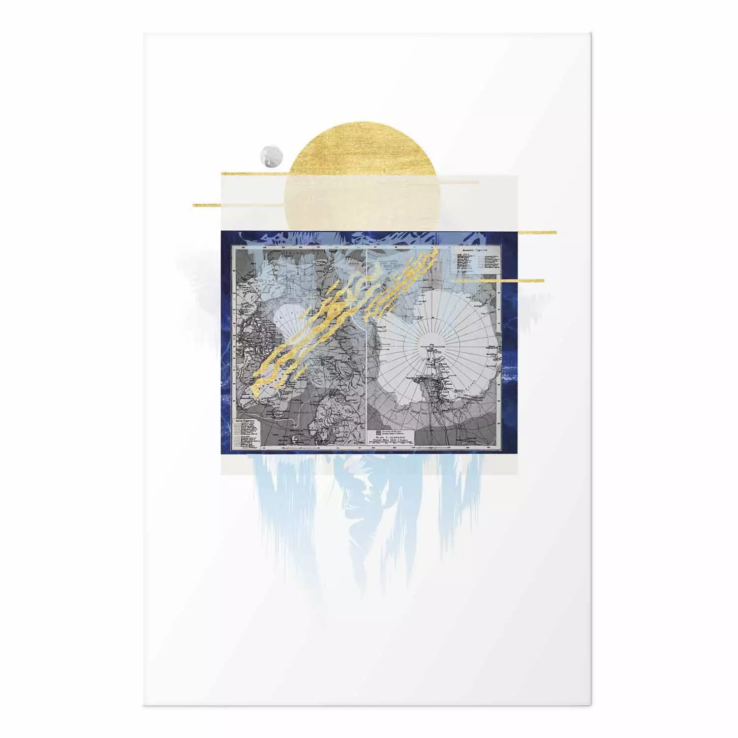 Wall Poster Antarctica - abstract composition with a map of the land of eternal snow