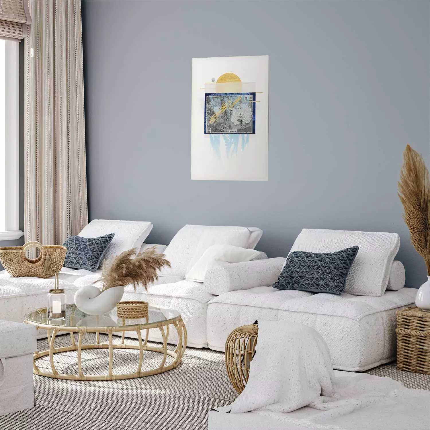 Wall Poster Antarctica - abstract composition with a map of the land of eternal snow