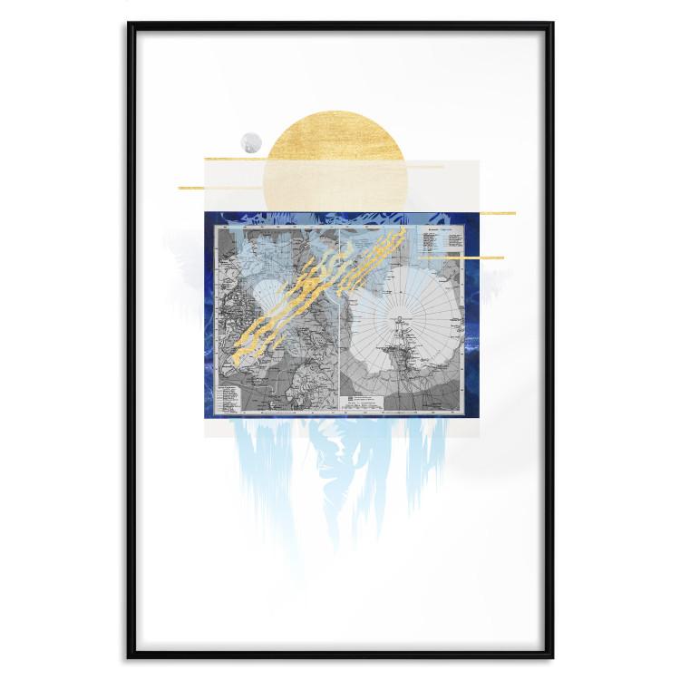 Poster Antarctica - abstract composition with a map of the land of eternal snow