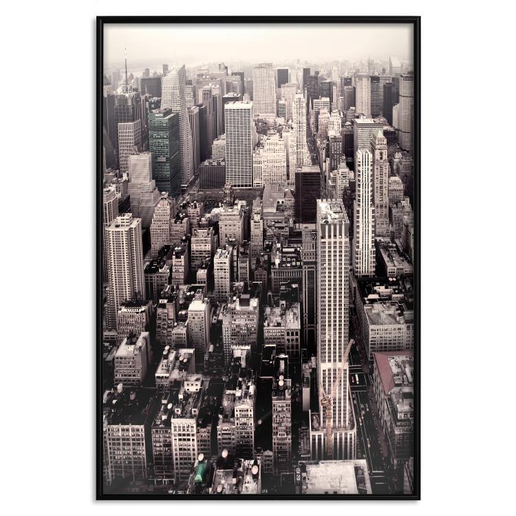 Poster Sepia Manhattan - New York architecture seen from a bird's eye view