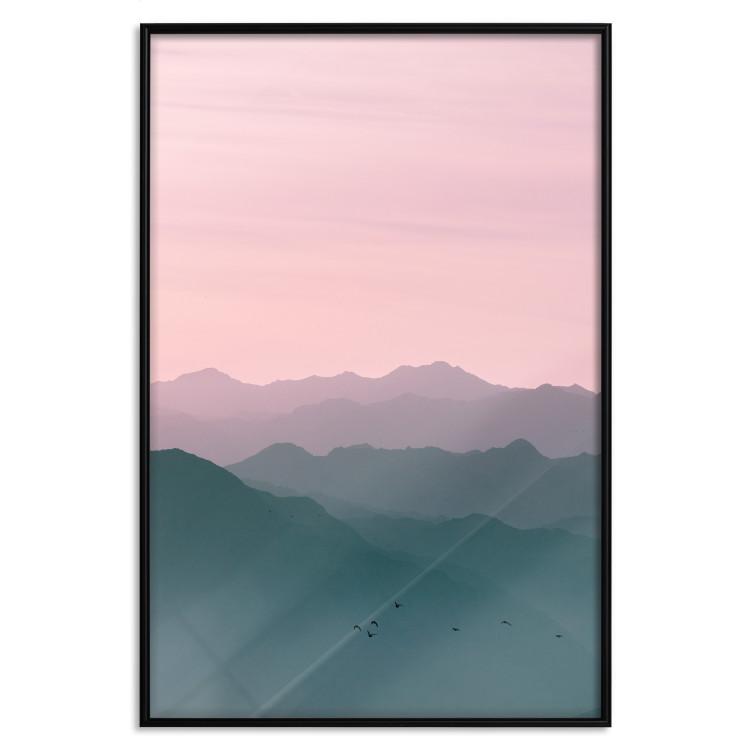 Poster Sunrise Mountains - mountainous landscape against a pink sky backdrop