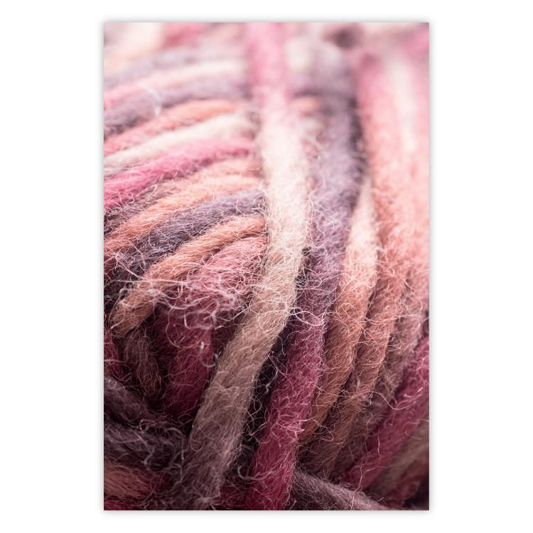 Poster Yarn - colorful composition with natural fiber in shades of pink