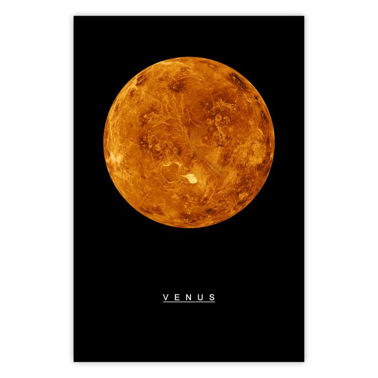 Poster Venus - English text and orange planet against a black space backdrop