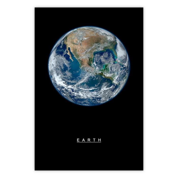 Poster Earth - text and blue-green planet against a black space backdrop