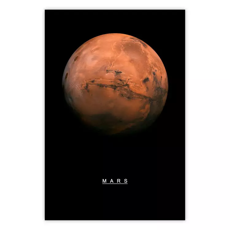 Poster Mars - English text and red planet against a black space backdrop