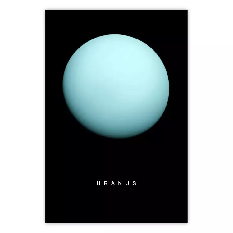 Poster Uranus - blue planet and English text against a dark space backdrop