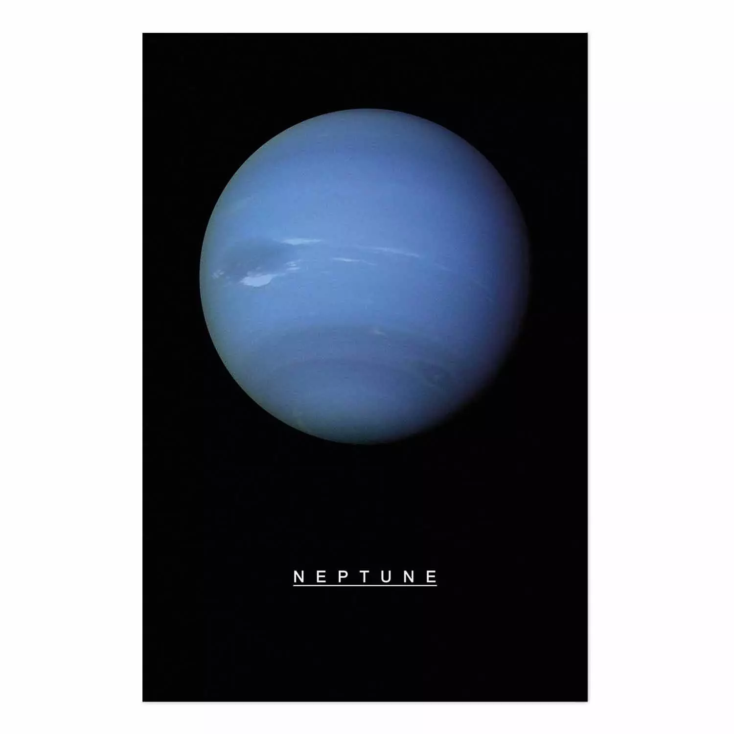 Wall Poster Neptune - blue planet and simple English text against black