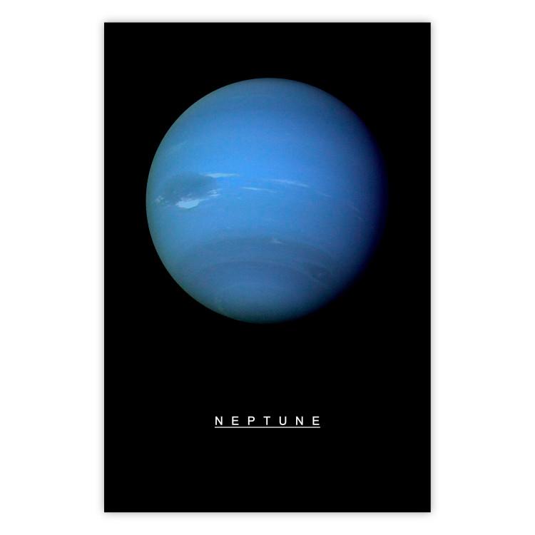 Poster Neptune - blue planet and simple English text against black