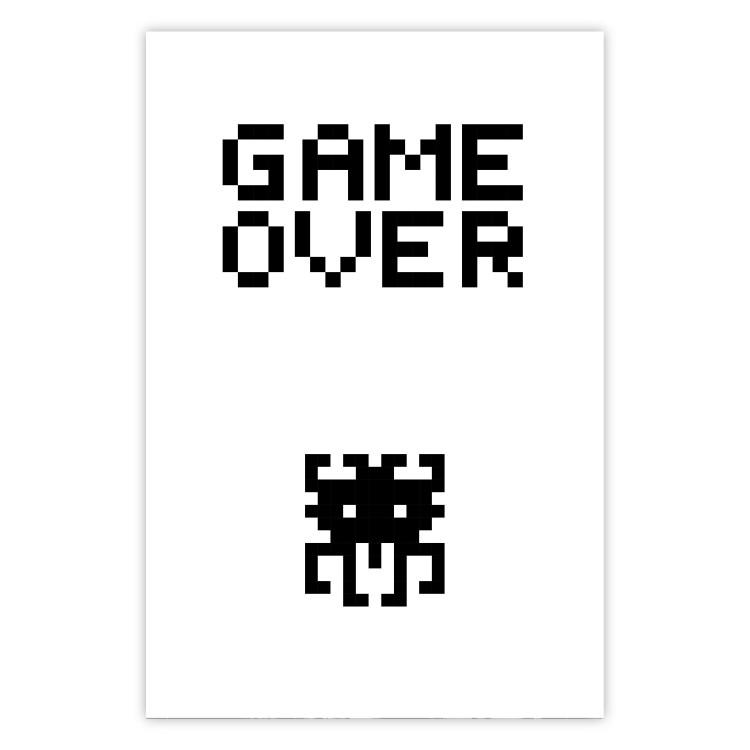 Poster Game Over - black and white composition with pixels and English text