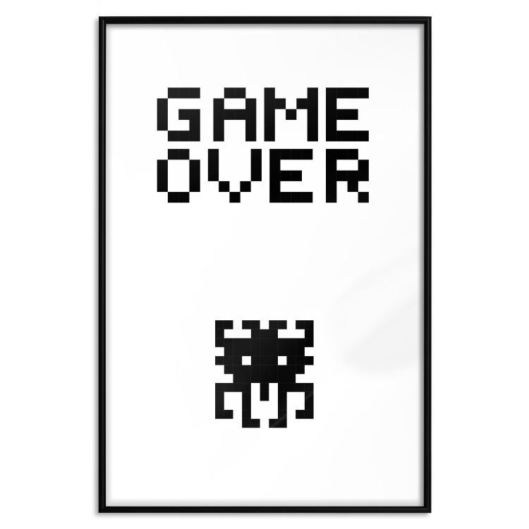 Poster Game Over - black and white composition with pixels and English text