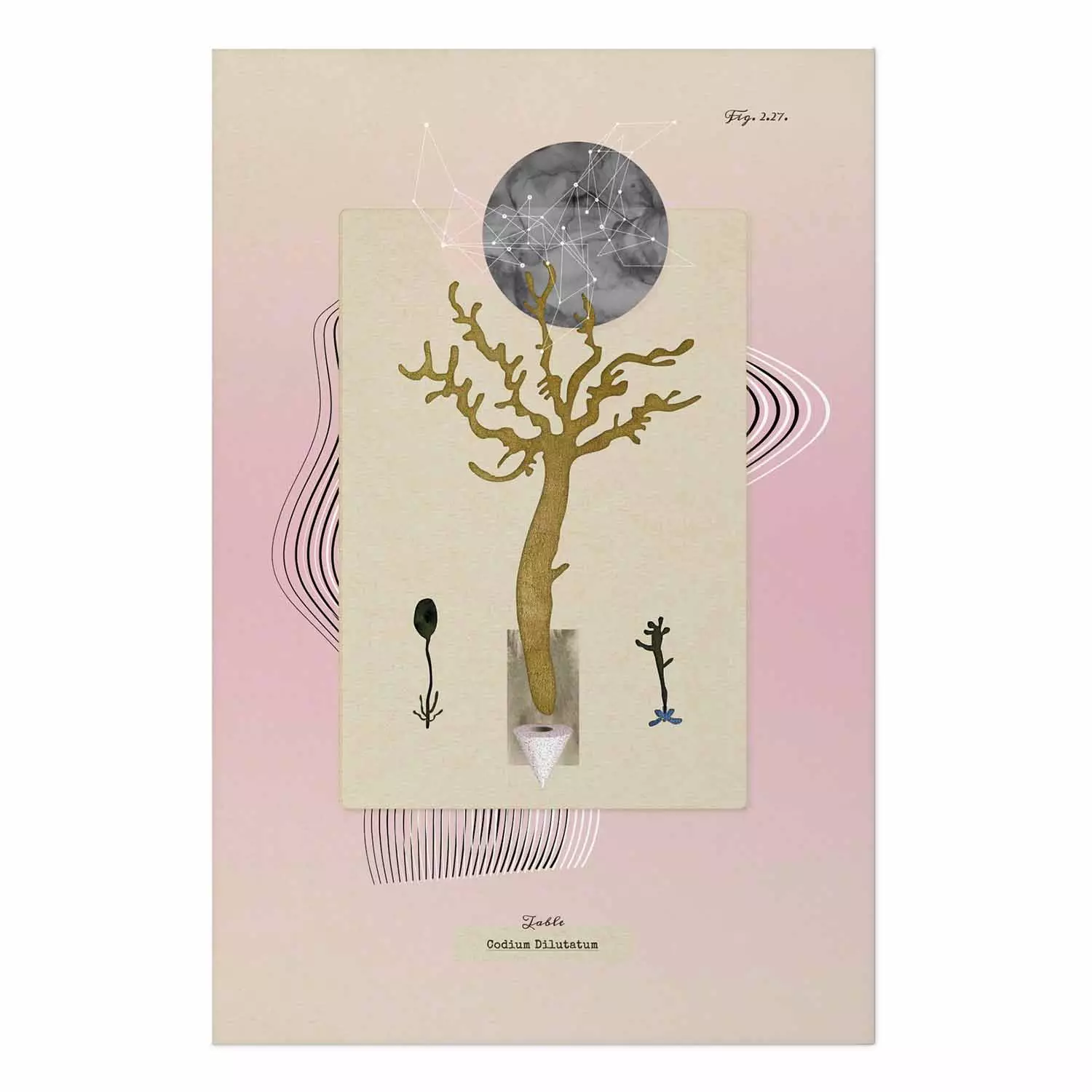 Poster Unusual Plant - colorful abstraction with a tree and various shapes