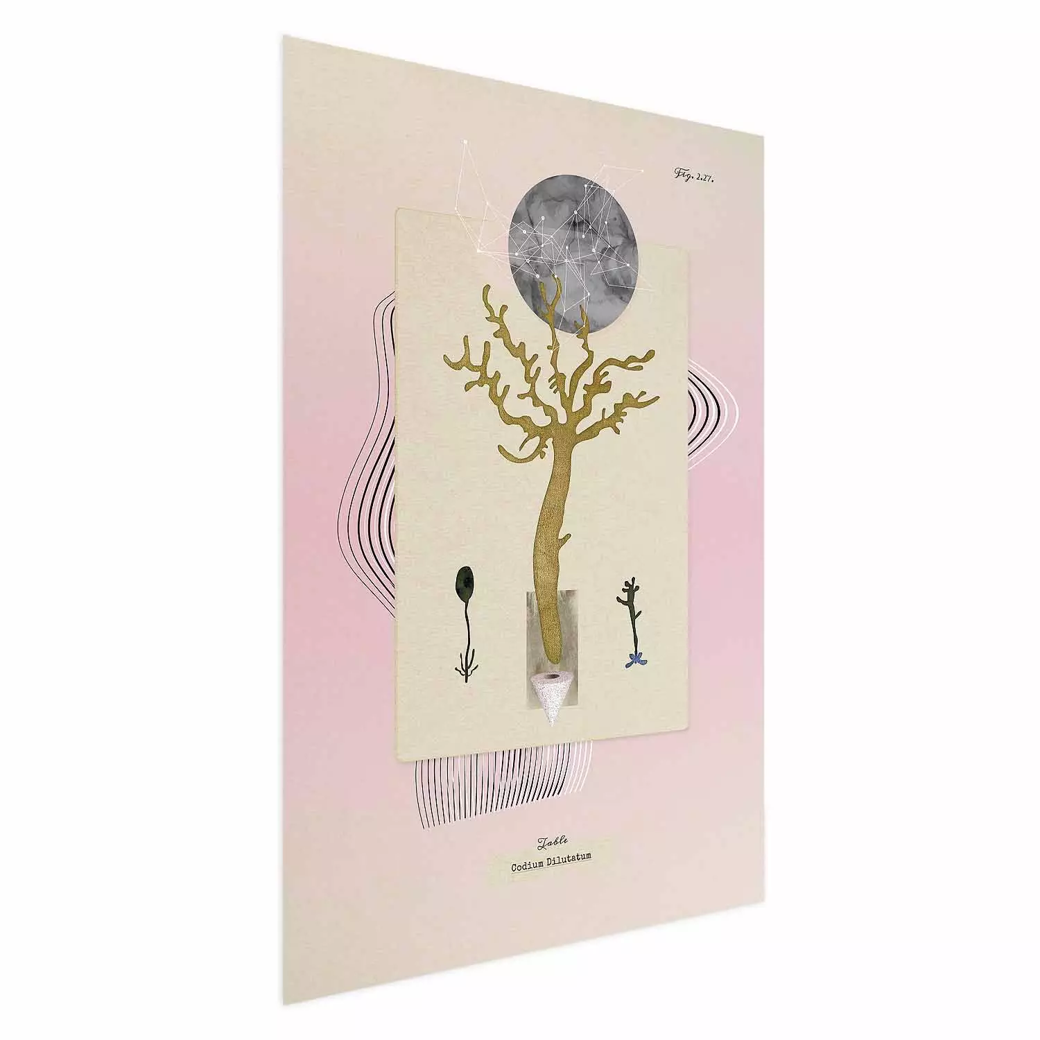 Poster Unusual Plant - colorful abstraction with a tree and various shapes