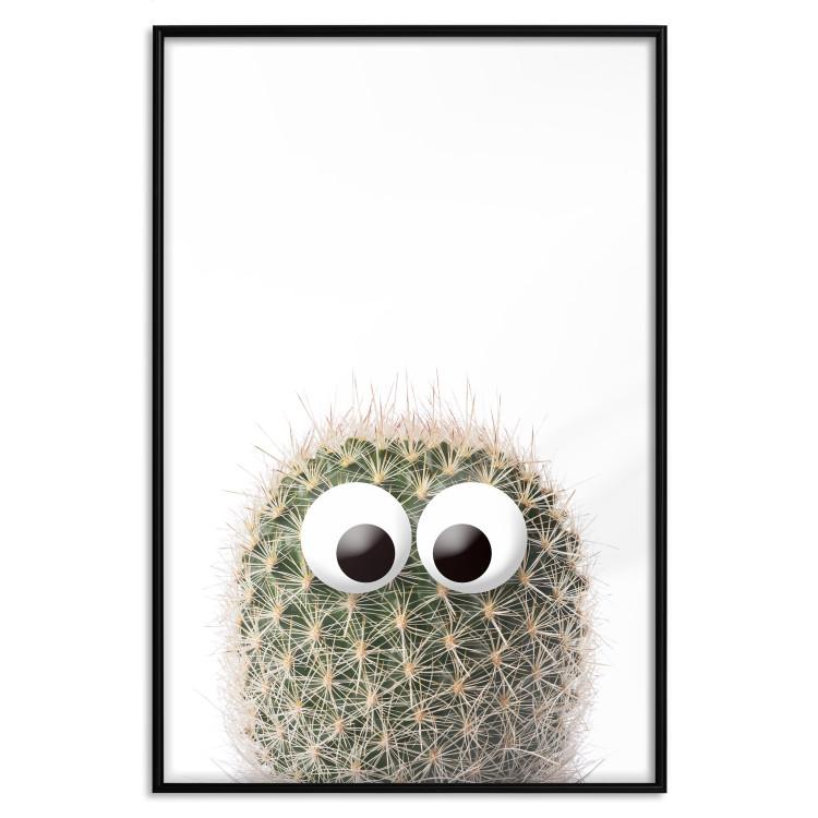 Poster Cactus with Eyes - funny little prickly plant on a solid background