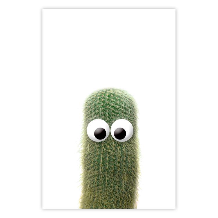 Poster Prickly Friend - funny illustration with a green plant with eyes