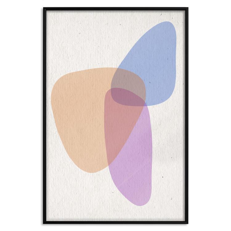 Poster Common Part - abstraction in beige with colorful irregular forms