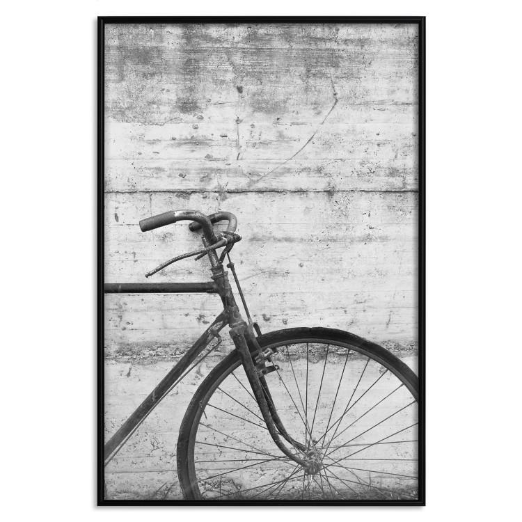 Poster Bike and Concrete - black and white composition with a retro-style bicycle