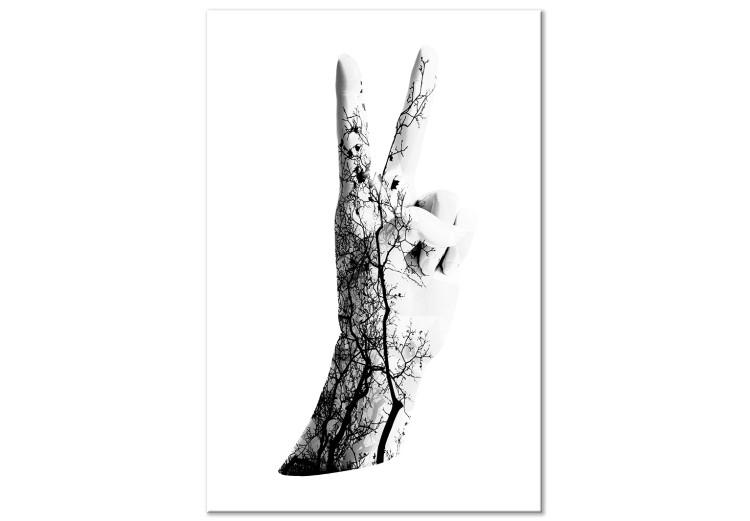 Canvas Artist's Hand (1-part) - Black and White Tree with Victory Sign