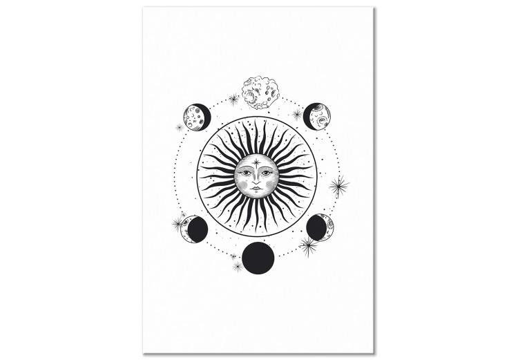 Canvas Moon Around the Sun (1-part) - Black and White Graphic Motif