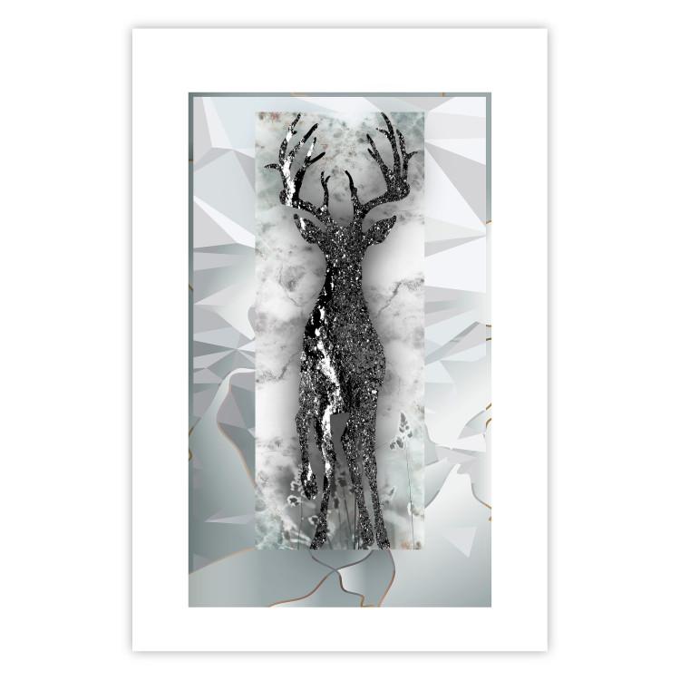 Poster Silver Deer - unique shiny abstraction with animal motif