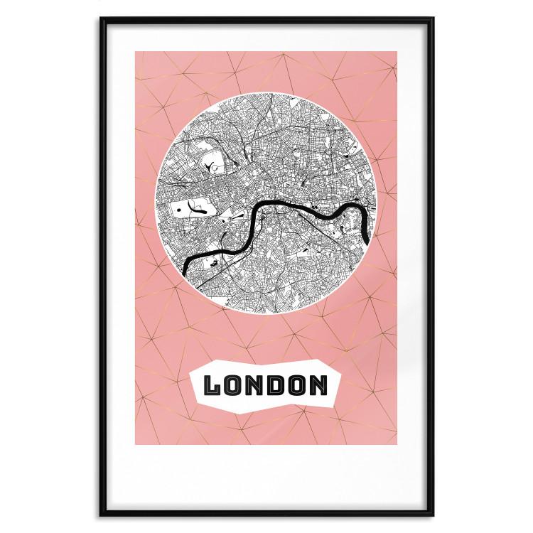 Poster Central London - map of an English city with text on a pink background