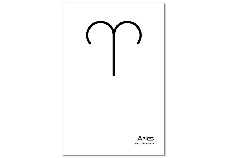 Canvas Aries zodiac sign - black and white graphics with black lettering