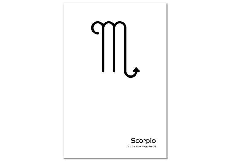 Canvas Scorpio zodiac sign - minimalistic graphics with an inscription