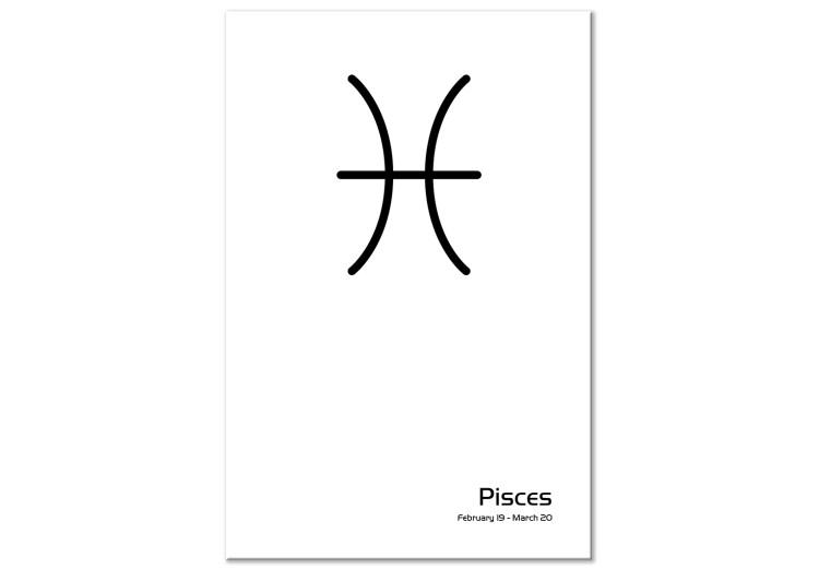 Canvas Pisces zodiac sign - minimalistic artwork with an inscription on white