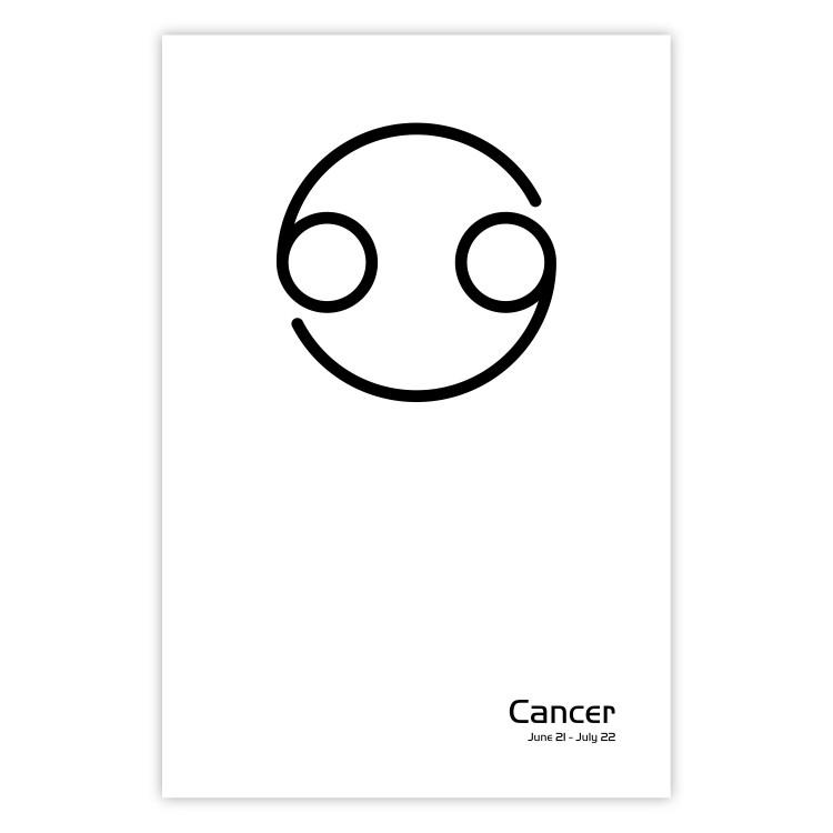 Poster Cancer - minimalist black and white composition with date and zodiac sign