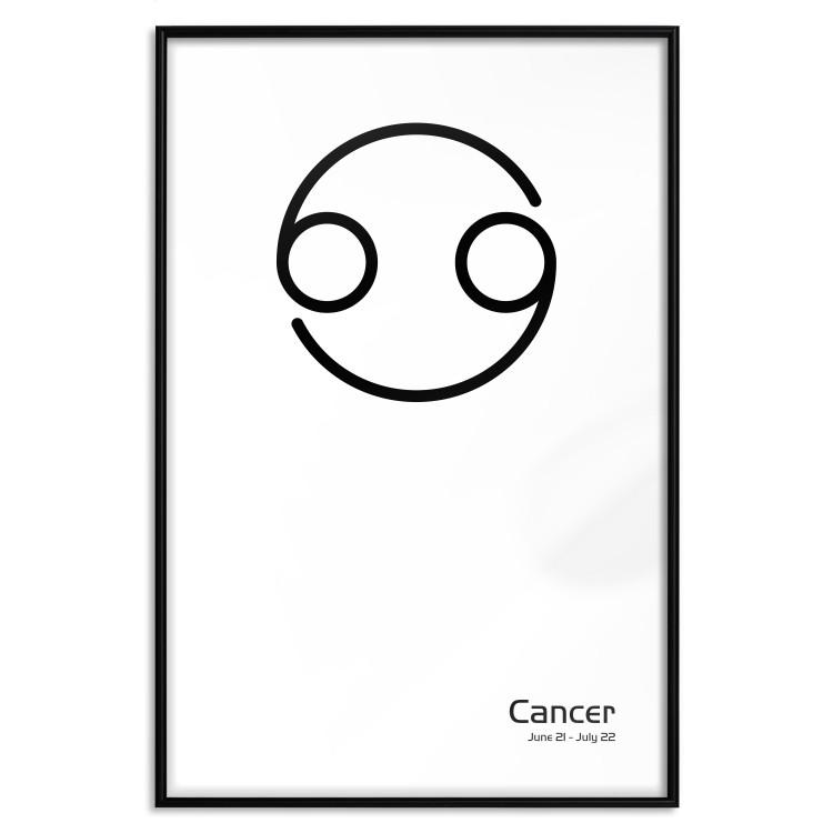 Poster Cancer - minimalist black and white composition with date and zodiac sign