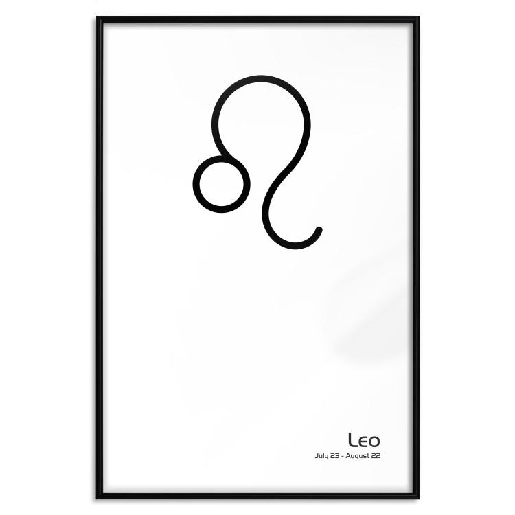 Poster Leo - minimalist black and white composition with date and zodiac sign