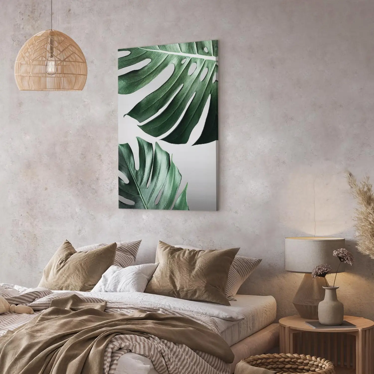 Canvas Painting Monstera Leaves Vertical - bimago