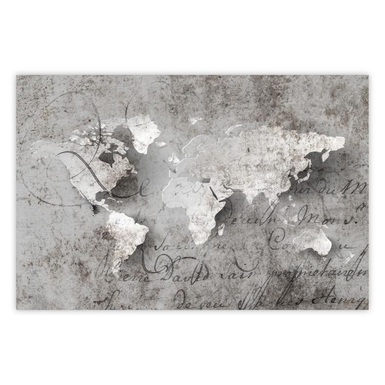 Poster World of Poetry - abstract world map with vintage-style text