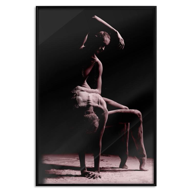 Poster Ballet in the Sand - silhouette of dancing people on a black background