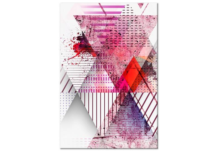 Canvas Triangular madness - abstract geometry in pink colors