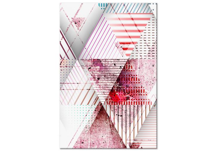 Canvas Abstract triangles - geometry in shades of pink and red