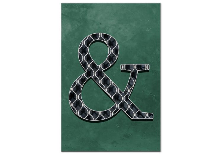 Canvas The conveyor - Stylish letter with black white texture on a bottle green background