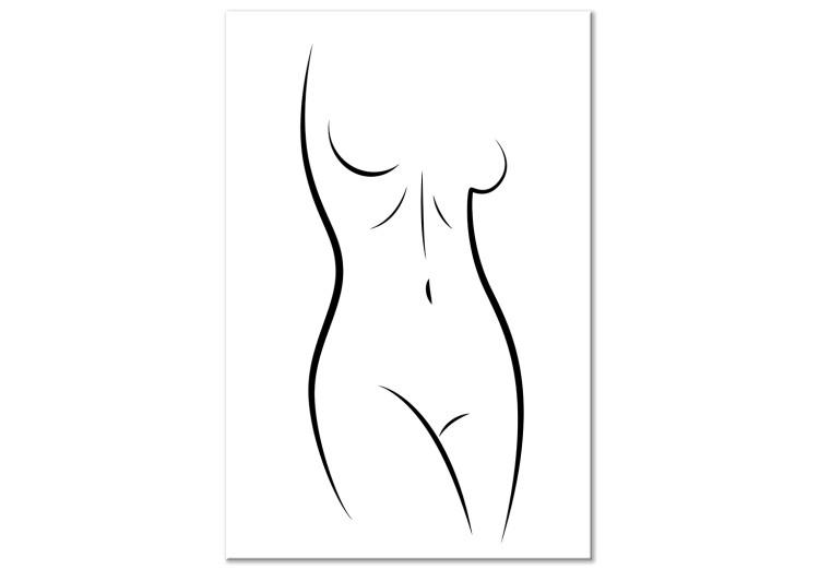 Canvas Linear silhouette of a woman - a human figure in a black white color on a minimalist drawing in a Scandinavian style