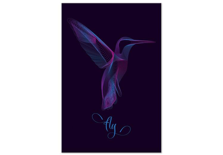 Canvas Free Bird (1-part) - Hummingbird with "Fly" Text on Purple Background