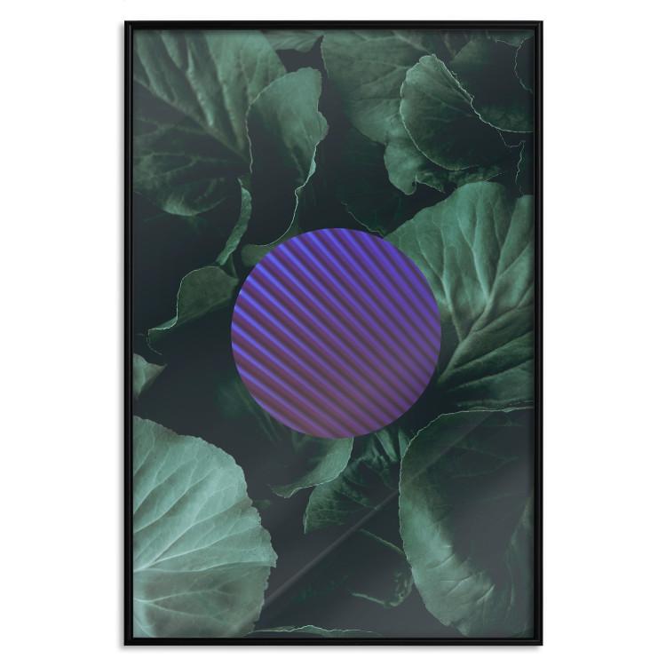 Poster Botanical Abstraction - circle in geometric pattern on background of large leaves