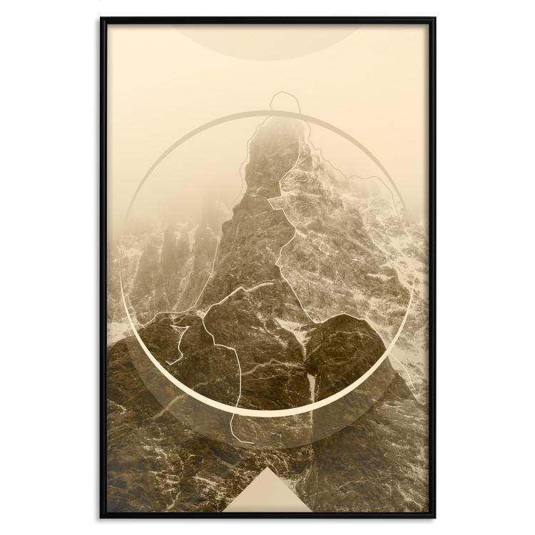 Poster Power of Mountains in Sepia - composition with landscape of mountain range in winter
