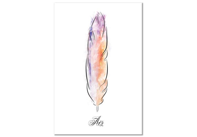Canvas Watercolor feather - a minimalistic element of nature in many colors