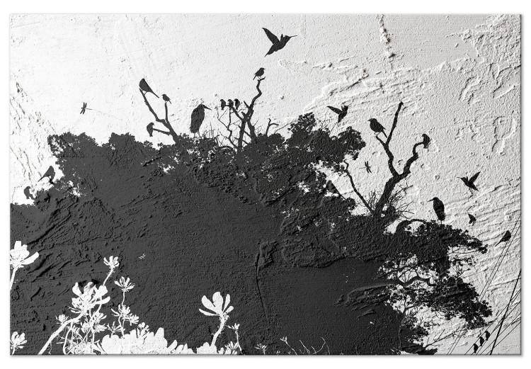 Canvas Bird Sanctuary (1-part) - Tree Shadow on Black and White Texture