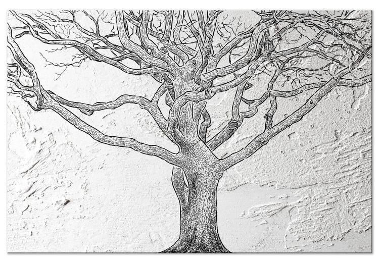 Canvas A big tree - a sketch of the power of nature on a concrete background