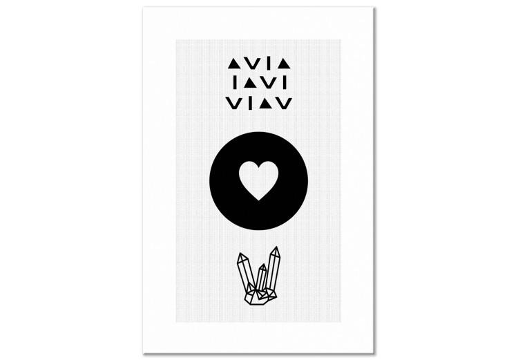 Canvas Graphic heart - crystals and graphics in black and white