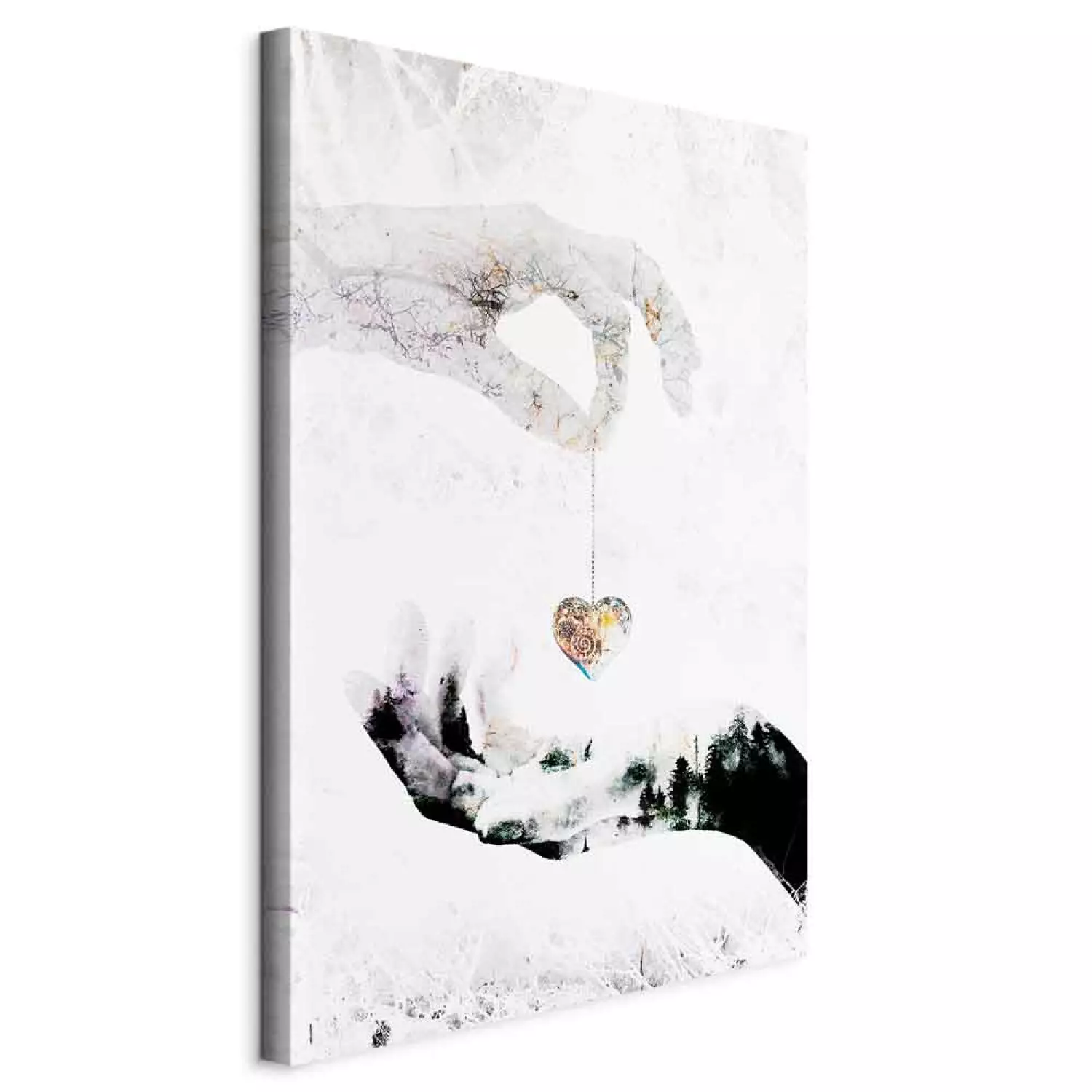 Canvas Print Gift of Love - Heart on Hand as Romantic Background