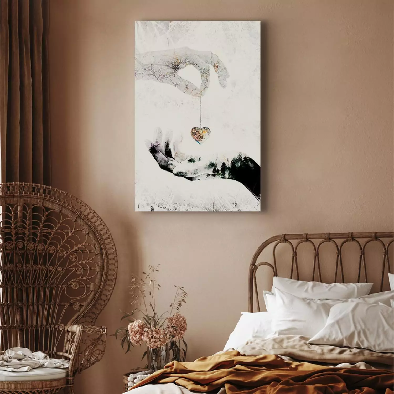 Canvas Print Gift of Love - Heart on Hand as Romantic Background