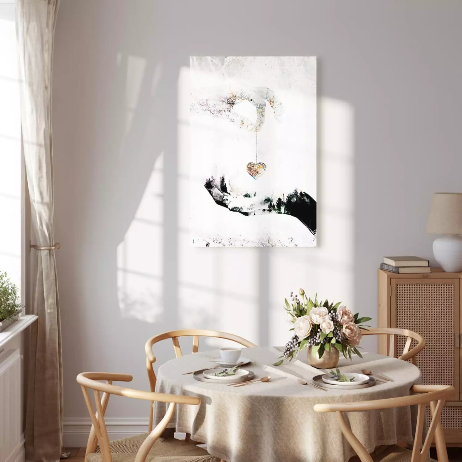 Canvas Print Gift of Love - Heart on Hand as Romantic Background