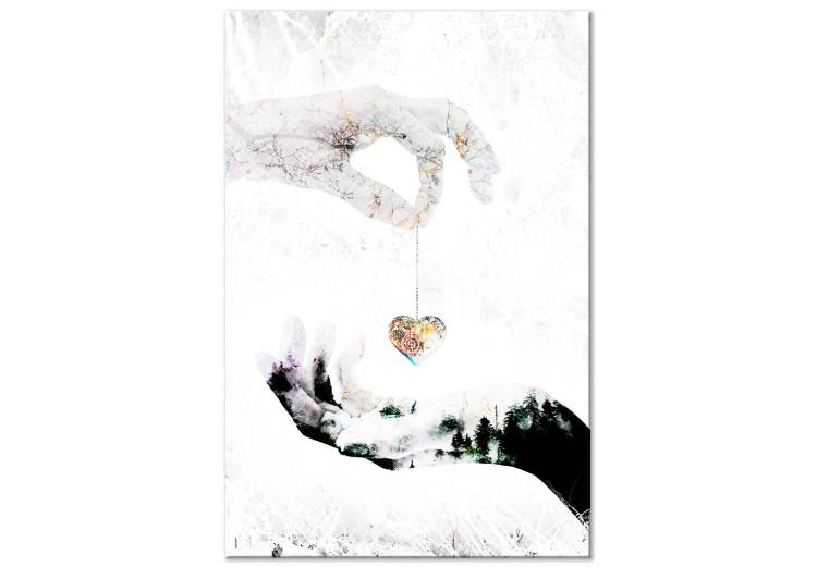Canvas Gift of Love (1-part) - Heart on Hand as Romantic Background