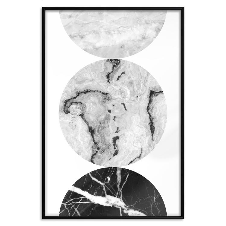 Poster Marble Circles - black and white composition with three geometric figures