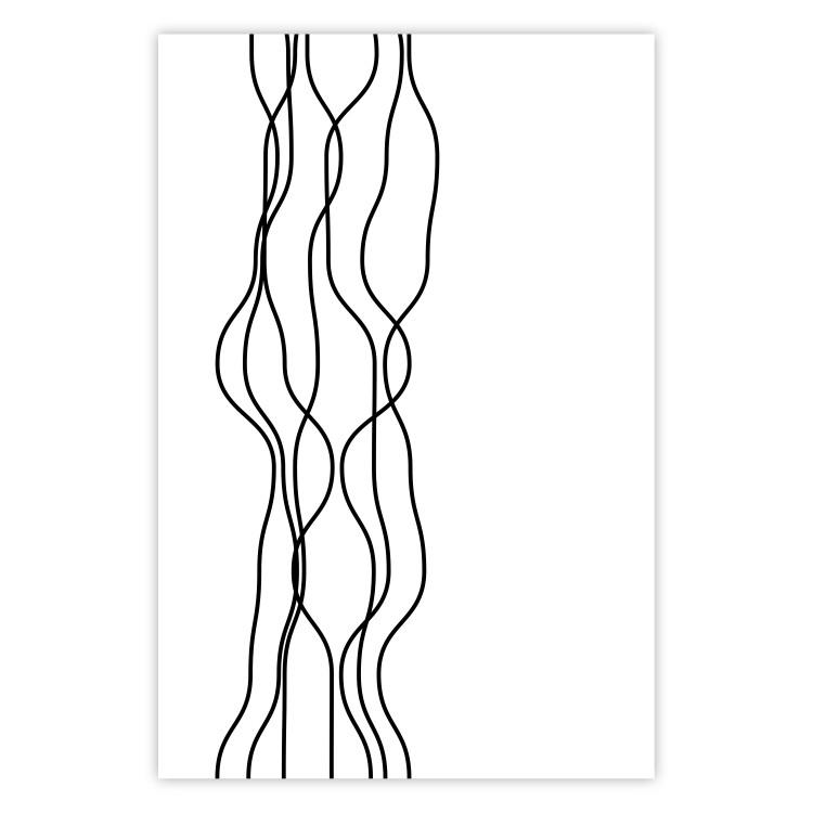 Poster Hanging Ropes - minimalist black and white abstraction in wavy lines